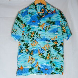 Aloha Palm Trees Make In Hawaii Hawaiian Shirt Button Down Hula Dancers Camp